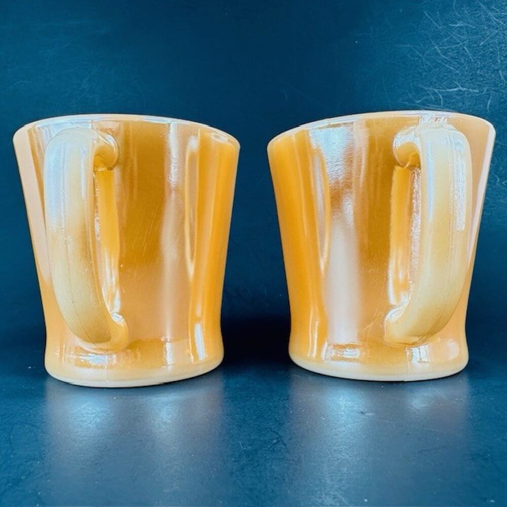 Anchor Hocking Fire King 2 Peach/Orange Lustre Mug/Cup D Handle Iridescent VTG - Picture 7 of 16